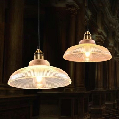 Industrial Style Upside-down Bowl Pendant Light Glass 1 Light Hanging Lamp