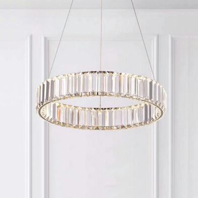 K9 Crystal Ring Hanging Ceiling Light 3 Colors Lighting Traditional in Chrome Living Room Chandelier Light