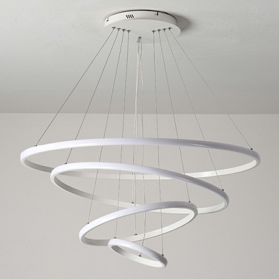 LED Cylinder Pendant Light in Metal Shade Circular Chandelier Lighting Multi Tiered for Entryway