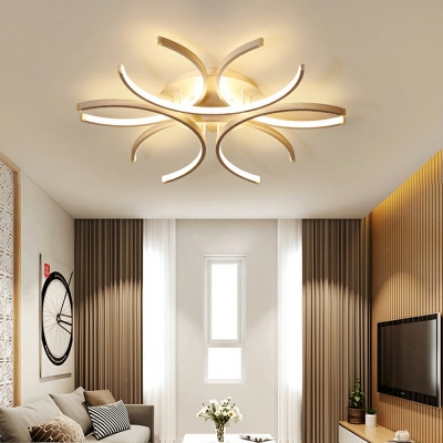 LED Light Simplicity Ceiling Fixture Metal Ceiling Mount Aluminum Geometric Shade Semi Flush for Bedroom