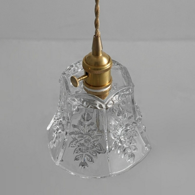 Loft Style 1 Light Paneled Bell Shape Suspension Light Clear Glass Kitchen Pendant Lighting