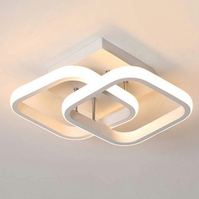 Metal Ceiling Mount Creative Modern Ceiling Light with 2 Square LED Lights Acrylic Shade Semi Flush for Hallway