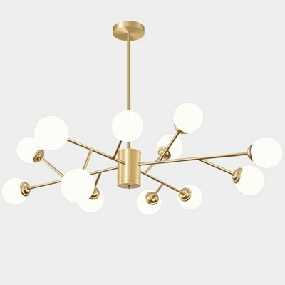 Minimalism Style White Glass Ball Shape Chandelier Fixture for Living Room Bedroom