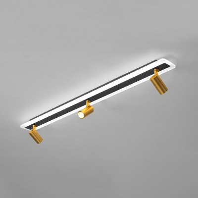 Minimalist Style LED Metal Indoor Ceiling Light Fixture with Retangular Acrylic Shade