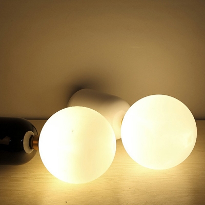 Minimalistic Ball Pendulum Light White Glass 1-Bulb Dining Room Suspension Pendant