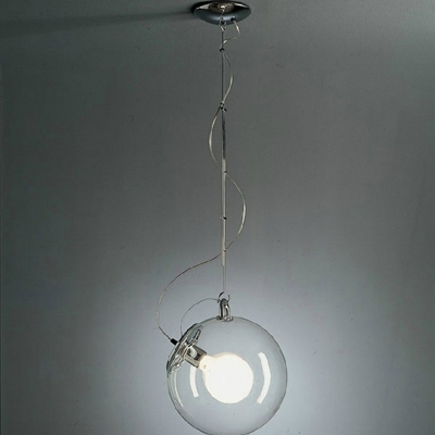 Minimalistic Globe Pendulum Light Glass Single-Bulb Suspension Pendant with Chrome Finish