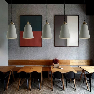 Modern Geometric Shape Cement Pendant Ceiling Lights Suspended Lighting Fixture in Grey