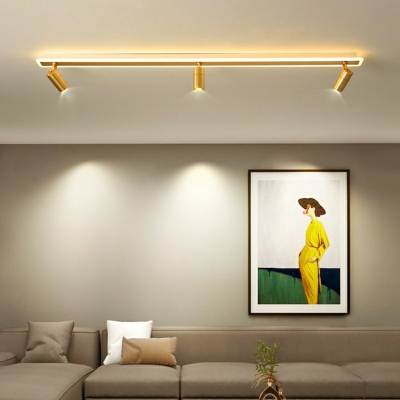 Modern Simple Long Strip Track Spotlight LED Ceiling Light with 3 Spotlights Fixture for Living Room
