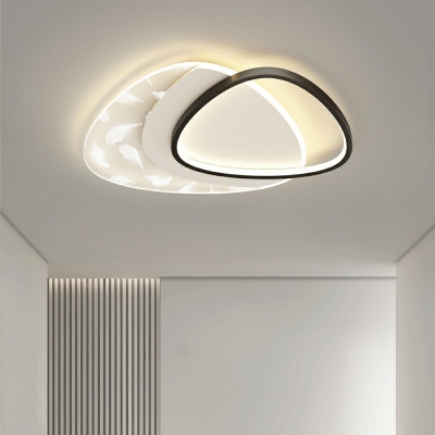 Modern Simplicity Oval Feather LED Ceiling Lamp Metal Indoor Flush Mount with Acrylic Shade