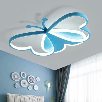 Nordic Style Butterfly LED Flush Light Decorative Ceiling Fixture with Acrylic Shade for Nursing Room