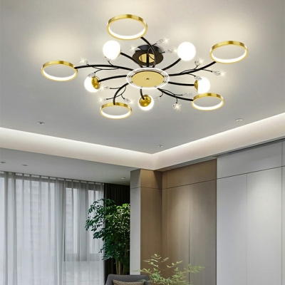 Ring Shade Ceiling Light Fixture in 3 Colors Light Contemporary Suspension Black- Gold for Living Room