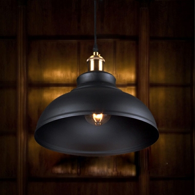 Single Light Down Lighting Farmhouse Iron Dome Shade Pendant Lamp Fixture for Bedroom