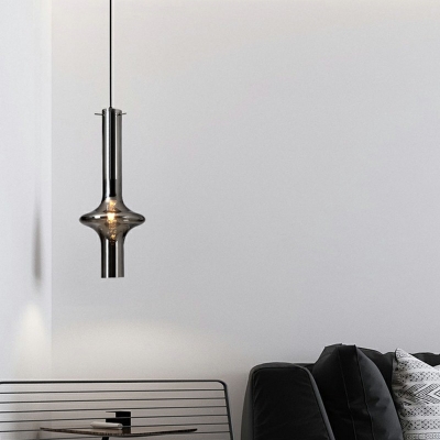 Unique Pendant Light Clear Glass Contemporary 1 Light Ceiling Light in Grey