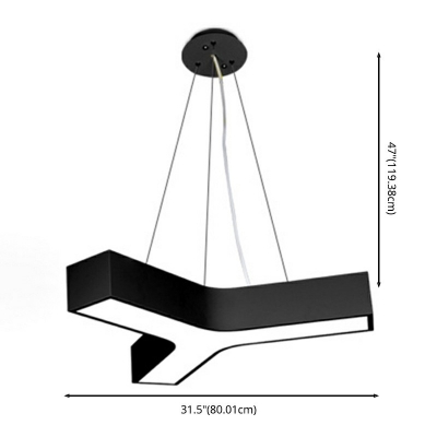 Y-Shaped Office LED Chandelier Stitching Style Black Pendant Light Metal Hanging for Indoor Room