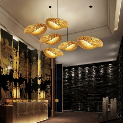 1 Light Pendant Ceiling Light Handmade Bamboo Hanging Lamp Kitchen Pendant