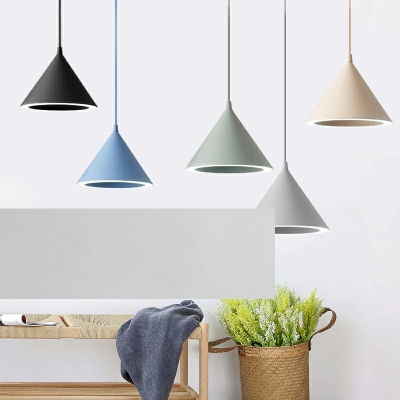3 Colors Light Cone Shade Pendant Light Arcylic Shade Hanging Lamp for Hallway Stair