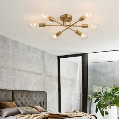 6-Bulb Living Room Ceiling Light Metal Modern Style Semi Flush Ceiling Light 7