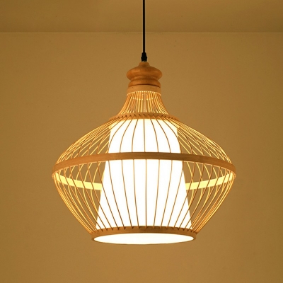 Chinese Style 1 Light Bamboo Hanging Light Rattan Pendant Lighting for Living Room