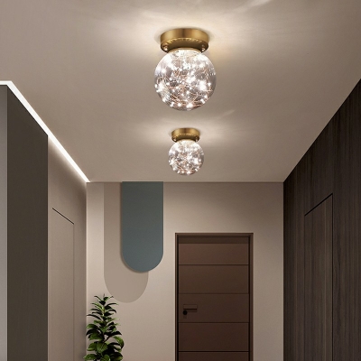 Contemporary Gypsophila Ceiling Light Globular Iron and Glass Shade Corridor LED Light, 9