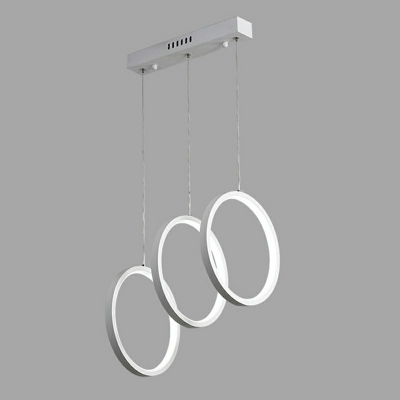 Contemporary Metallic Circles Hanging Lamp LED White Pendant Light Fixture for Living Room