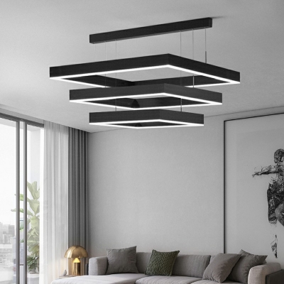 Contemporary Style Ceiling Lighting Black Multi-layered Square Acrylic Bedroom LED Ceiling Mounted Fixture