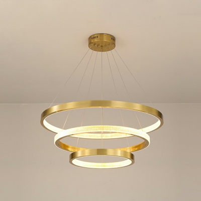 Contemporary Style Ceiling Lighting Brass Round Acrylic Bedroom LED Ceiling Mounted Fixture
