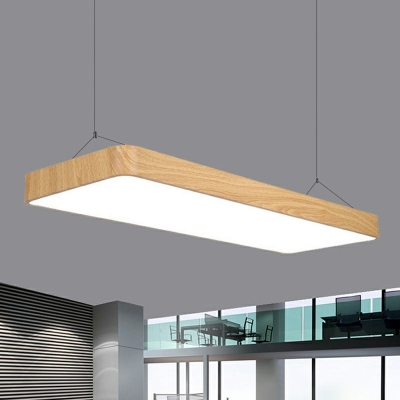 Contemporary Style Wood LED Mounted Light Rectangular Flush Mount Lighting for Office