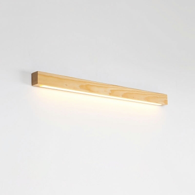 Elongated Bar Shaped Wall Light Kit Minimalistic Wood 2 Inchs Height LED Sconce Lamp in 3 Colors Light
