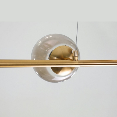 Gold Island Lighting Fixture Modern 6 Lights Minimalist Glass Bubble Shade Hanging Light for Dining Room