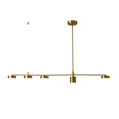 Gold Linear Island Light Minimalist 4/5 Heads Metal LED Pendant Lamp in Third Gear Light