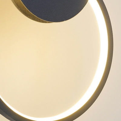 Loop Shaped Pendulum Light Minimalism Metal Bedside LED Pendant Lighting in Black with 71