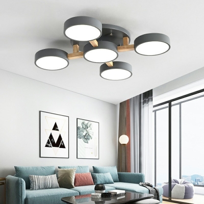 Macaron Style 5-Light Flush Mount LED Acrylic Shade Ceiling Light for Living Room