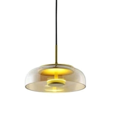 Minimalistic Modern Clear Glass Pendant Light Bowl Shade Bedroom Suspension Hanging Light