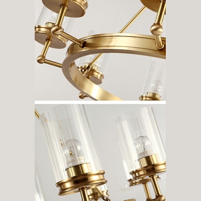 Modern Chandelier 8 Lights With Dual Cylinder Vintage Chandelier Shades in Gold