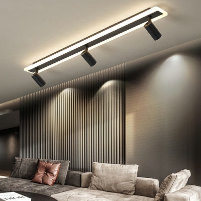 Modern Simple Long Strip Track Spotlight LED Ceiling Light with 3 Spotlights Fixture for Living Room