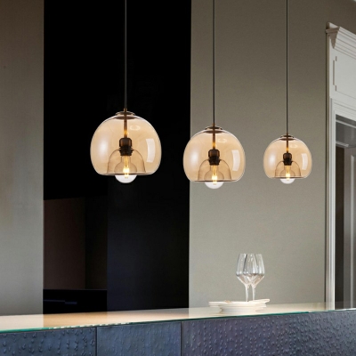 Modern Style Glass Pendant Light 1 Bulb Clear Lighting for Bar Bedside