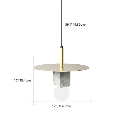 Nordic Living Room Square Pendant Cement Shade Single Light Hanging Lamp 12 Inchs Wide in Brass