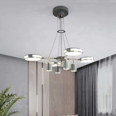 Nordic Style Cylinder LED Suspension Lighting Metal Chandelier for Resting Room