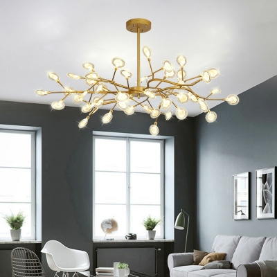 Nordic Style Firefly Chandelier Wrought Iron 1 Tier Acrylic Lamp Shade Chandelier for Living Room