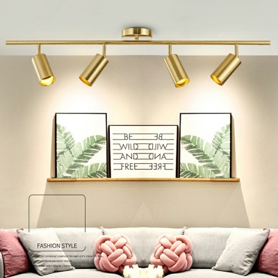 Nordic Style LED Ceiling Track Lighting in Golden Living Room Semi Mount Lighting