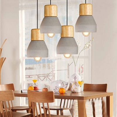 Nordic Style Pendant Light Single Head Stone & Wood Hanging Lamp for Dining Room