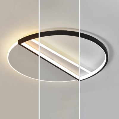 Ring LED Flush Mount Lighting Minimalism 20 Inchs Wide Acrylic Sleeping Room Ceiling Flush in Black