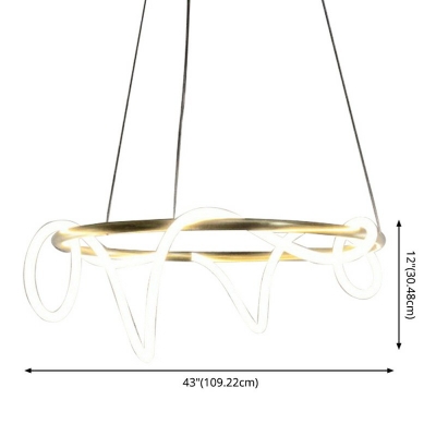 Spiral Acrylic White Pipe Suspension Lighting Modern Living Room Linear Golden Metal LED Chandelier