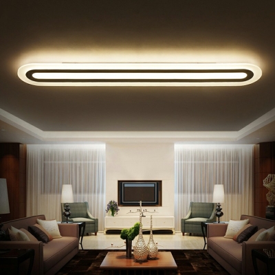 White Linear Flushmount Lighting Minimalism Acrylic LED 16 Inchs Length Flush Ceiling Light