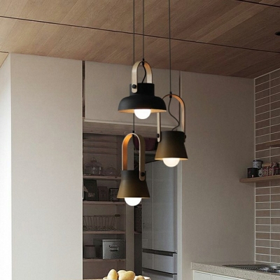 1-Light Hanging Pendant Lamp Macaron Aluminum Light with Handle for Dining Room Kitchen