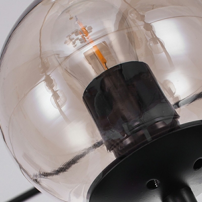 10 Lights Metal Chandelier  Glass Industrial Pendant Light in Black for Restaurant