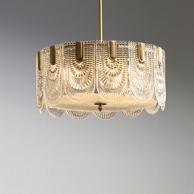 6-Light Traditional Gold Chandelier Clear Crystal Glass Art Deco Crystal Block