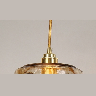 Brown Glass Lantern Pendant Light with Brass Finish Contemporary 1 Light Ceiling Light for Kitchen