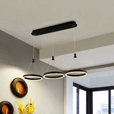 Circular Pendant Lamp Modernist Metallic LED Acrylic Shade Lighting Pendant for Dining Room