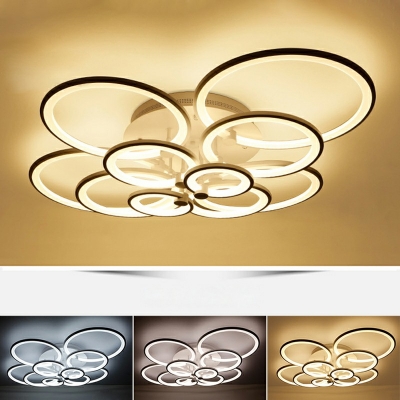 Contemporary Acrylic Shade Circular Flush Lighting LED Black/White Indoor Flush Mount Ceiling Lamp